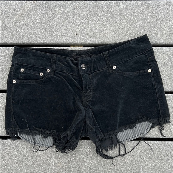 Carmar Pants - Carmar Black Distressed Corduroy Shorts